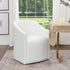 Rafa Performance Dining Chair with Casters - White Upholstered Dining Chair | Modern Dining Chairs | Kinwell Furniture | Performance Fabric Dining Chairs